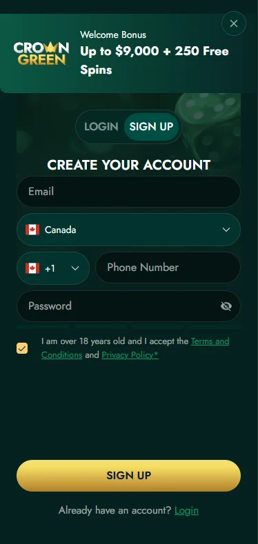 How to Register at Crown Green Casino?